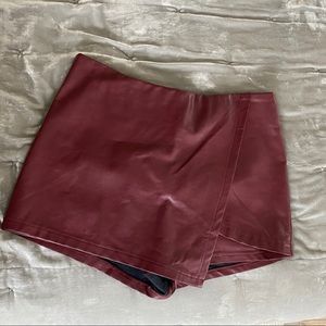 Maroon Leather Skort